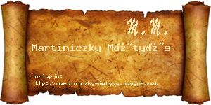 Martiniczky Mátyás névjegykártya